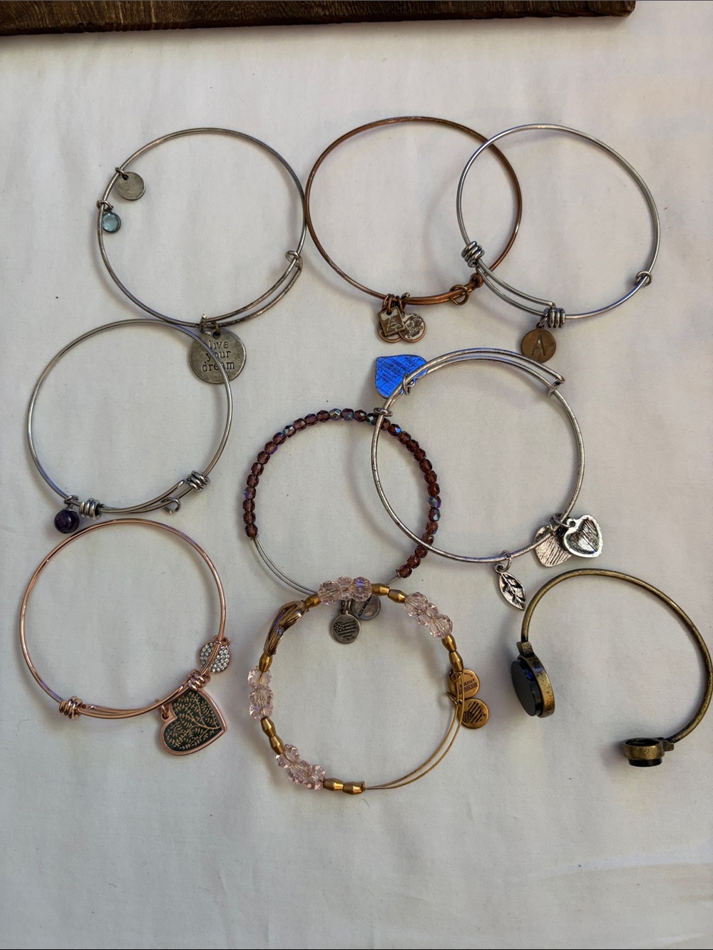 9 Bracelets - Alex and Ani Mixed Metal Charm Bangle Set